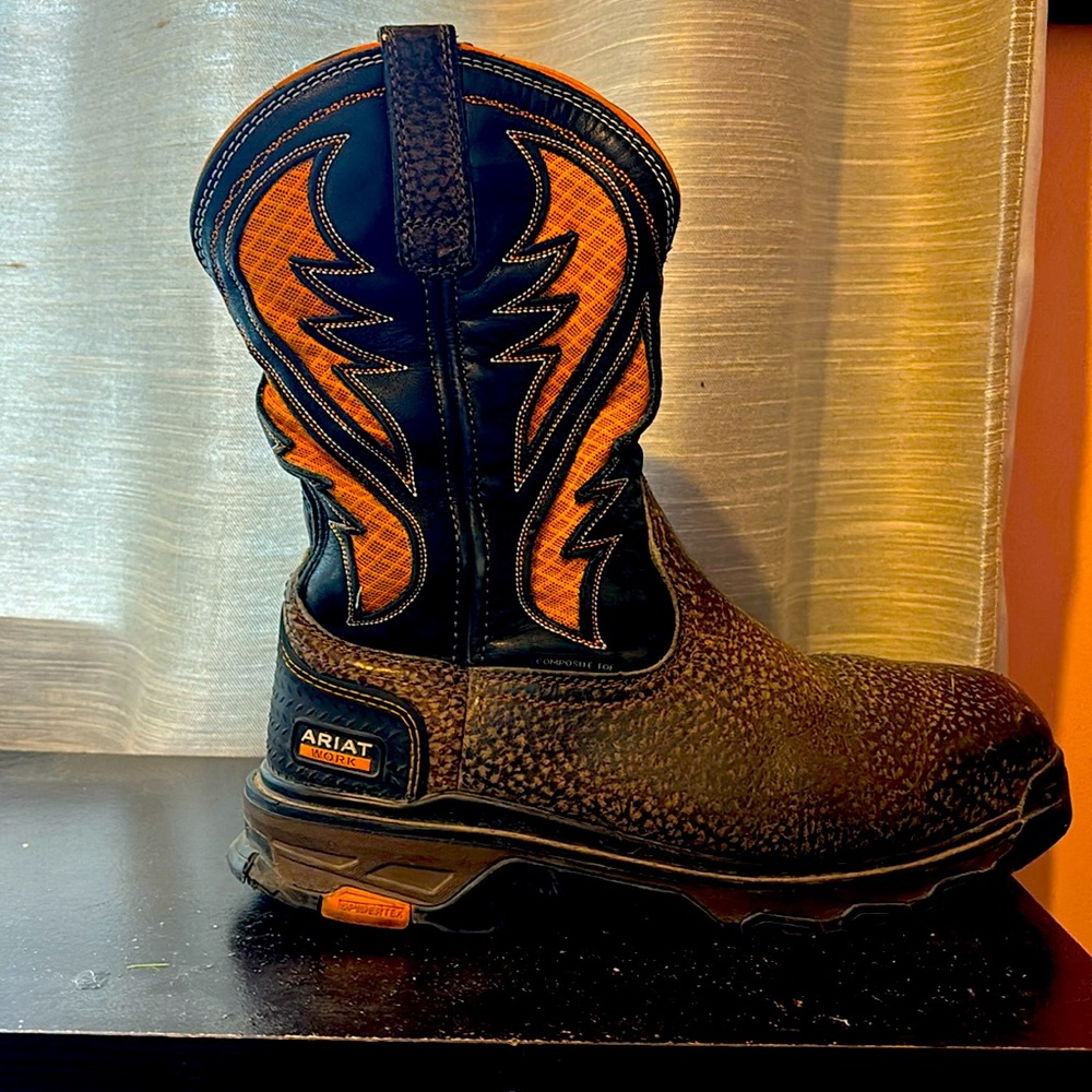 Ariat Men's Intrepid Brown and Orange VentTEK Square Composite Toe Work Boots